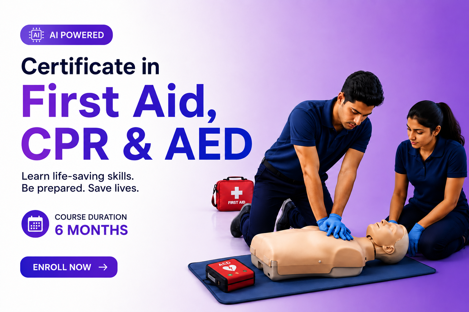 Certificate in First Aid, CPR and AED online course